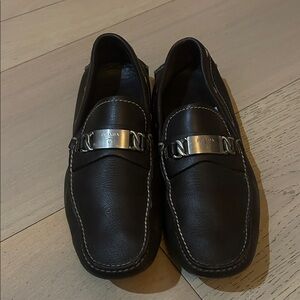 Men’s Prada Brown Leather Loafers with Silver Detail